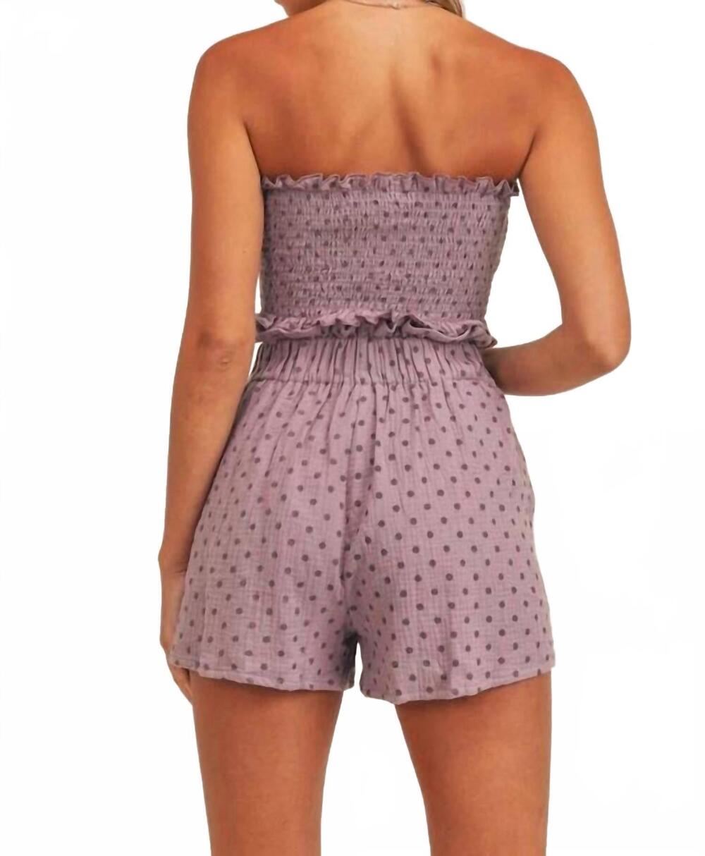 NEW MABLE polka dot tube top shorts set in lavender - Picture 4 of 6